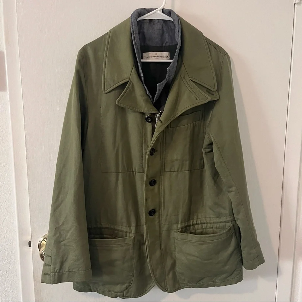 Golden Goose Deluxe Brand Men’s Olive Utility Chore Jacket Made in Italy Medium